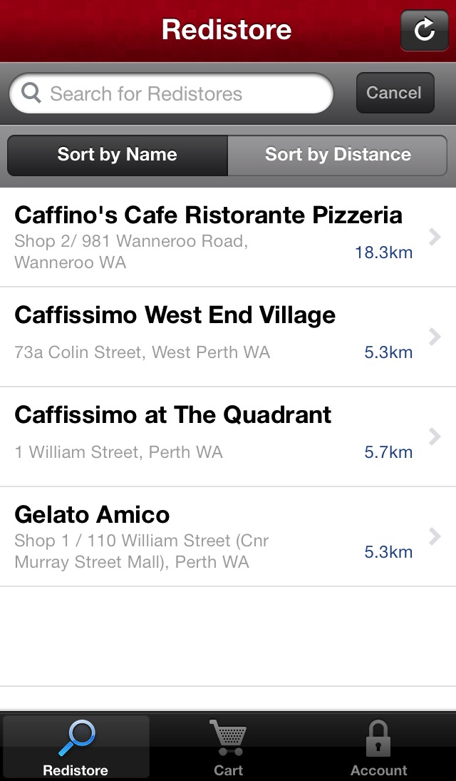 Redistore for iOS introduced store distance features in version 1.3 released on April 23,