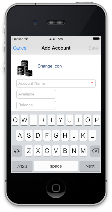 2. Add Item (with default Icon and Colour)