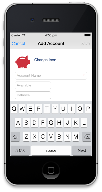 5. Add Item (with selected Icon and Colour)